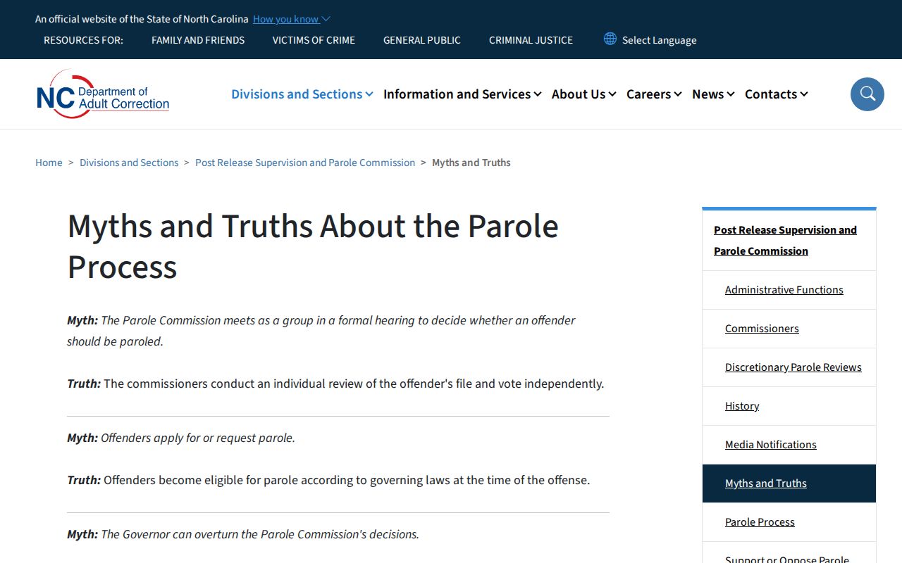 Pender County parole review process explanation from the North Carolina commission